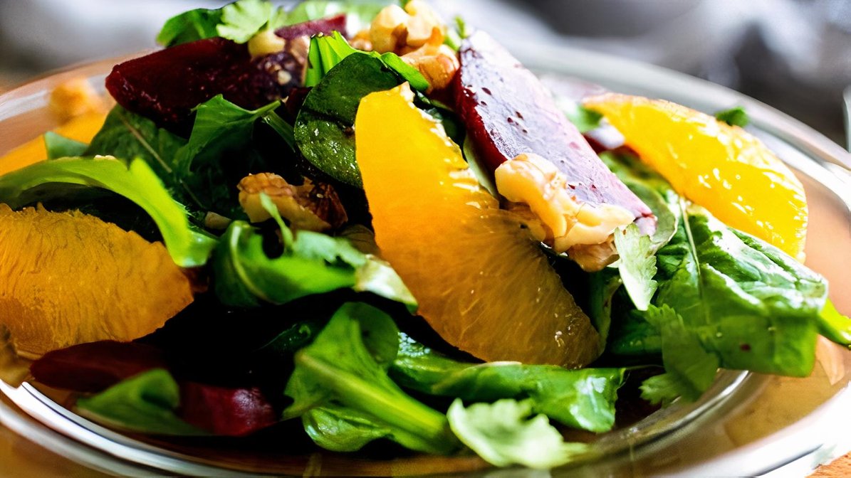Order Beetroot Orange Salad  food online from Village Hummus store, San Mateo on bringmethat.com