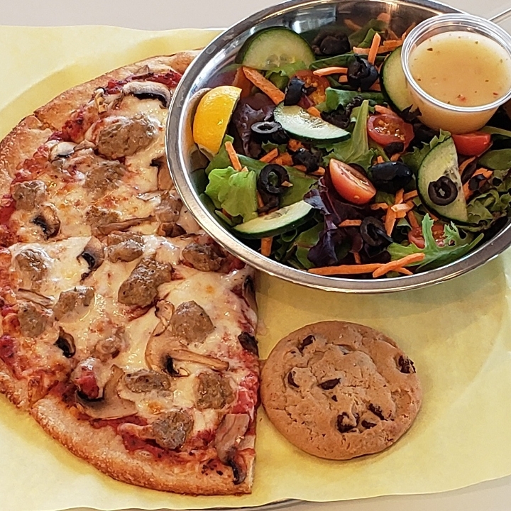 Order sausage and mushroom pizza + salad combo food online from Make Pizza+Salad store, San Diego on bringmethat.com