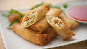 Order 3 Vegetarian Spring Roll food online from Alastair House store, Stockton on bringmethat.com