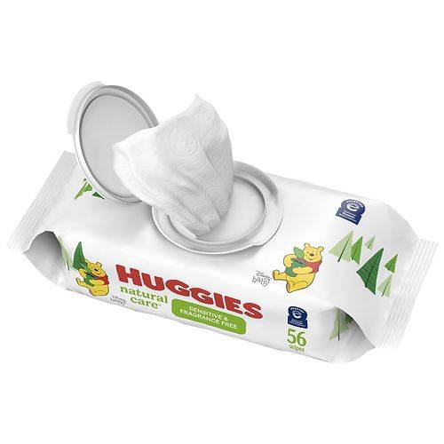 Order Huggies Natural Care Sensitive Baby Wipes Flip-Top Pack Fragrance Free - 56.0 ea food online from Walgreens store, Athens on bringmethat.com