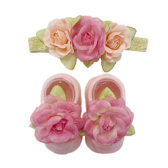Order Toby Fairy™ Newborn 2-Piece Flower Crown Headband and Mary Jane Bootie Set in Light Pink food online from Bed Bath & Beyond store, Lancaster on bringmethat.com