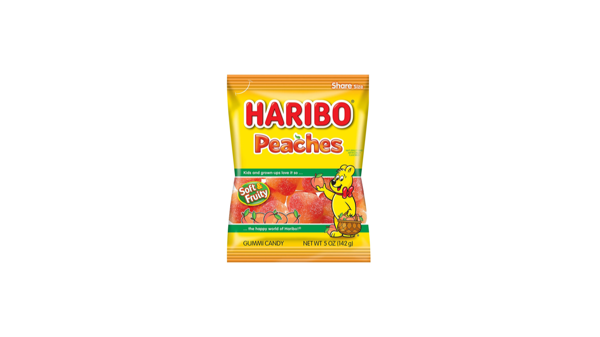 Order Haribo Sour Peaches 5 oz food online from Rebel store, San Jose on bringmethat.com