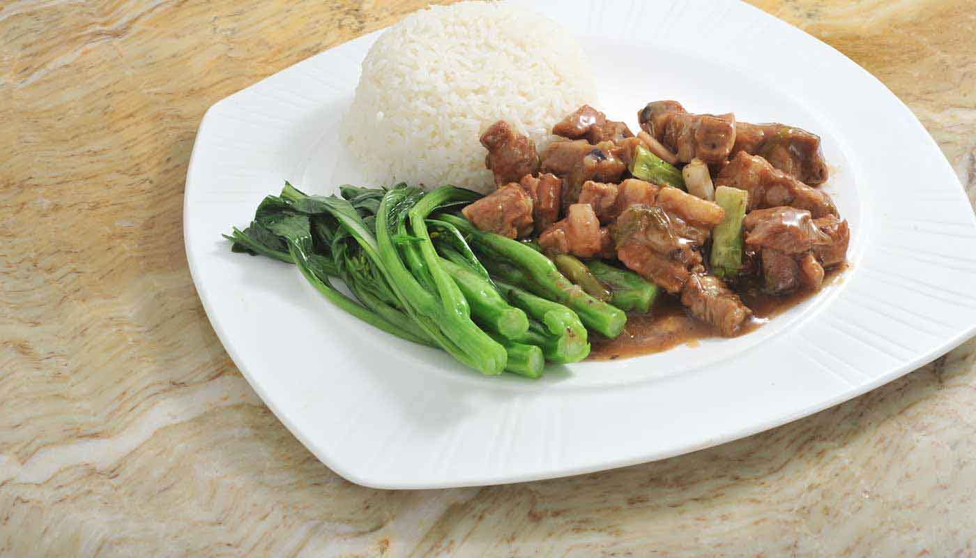 Order H12. Spare Ribs in Black Bean Sauce with Rice (豉汁排骨飯) food online from Happy Harbor Cuisine store, Alhambra on bringmethat.com