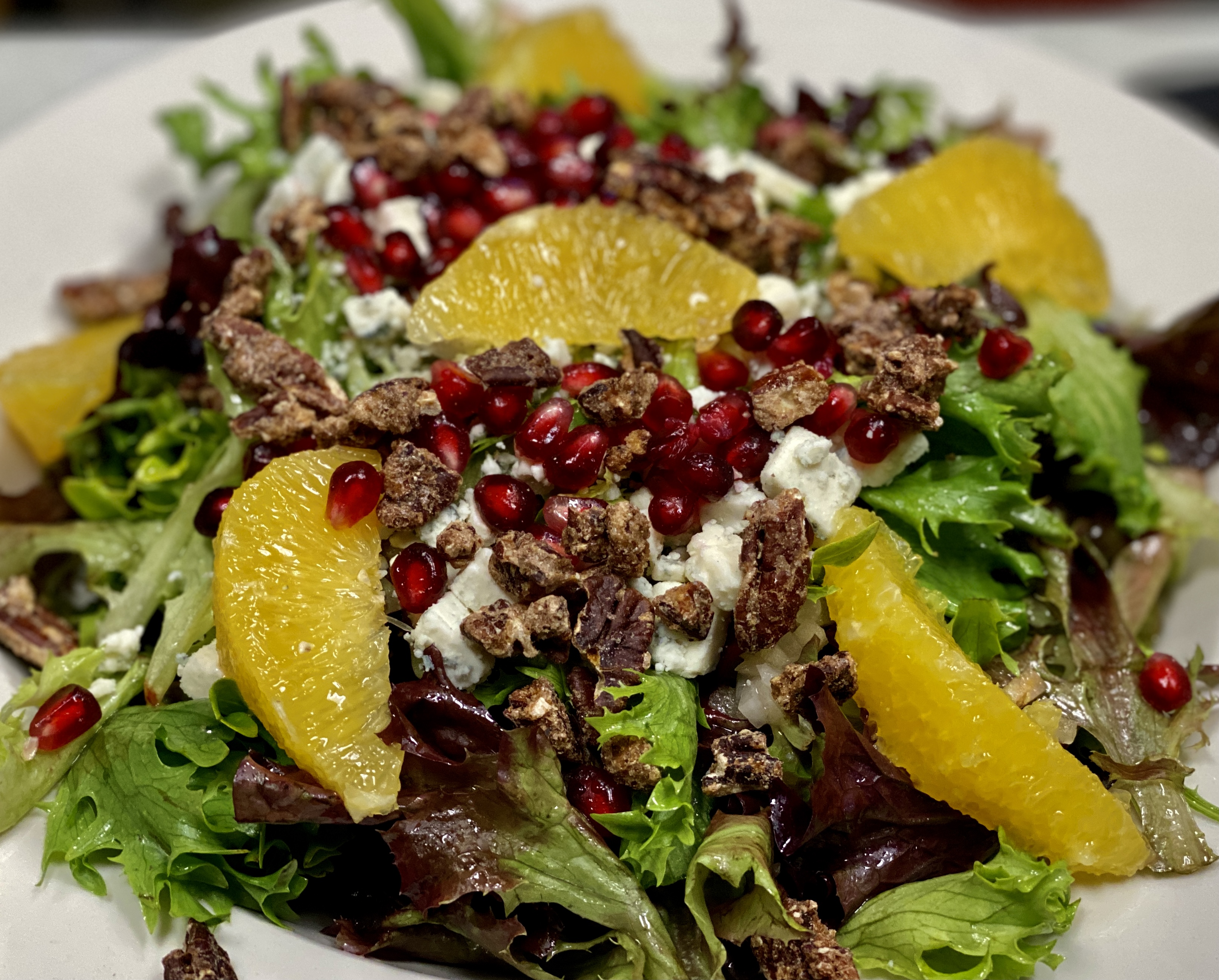 Order Pomegranate and Orange Salad food online from The Rolling Pin Cafe store, Westwood on bringmethat.com