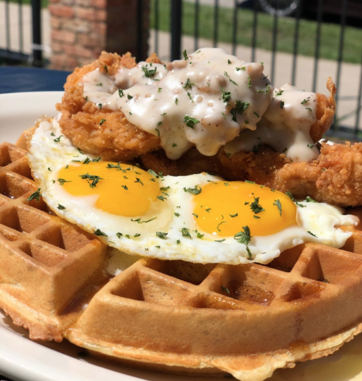 Order Chicken & Waffle food online from Mo Irish Pub store, College Station on bringmethat.com