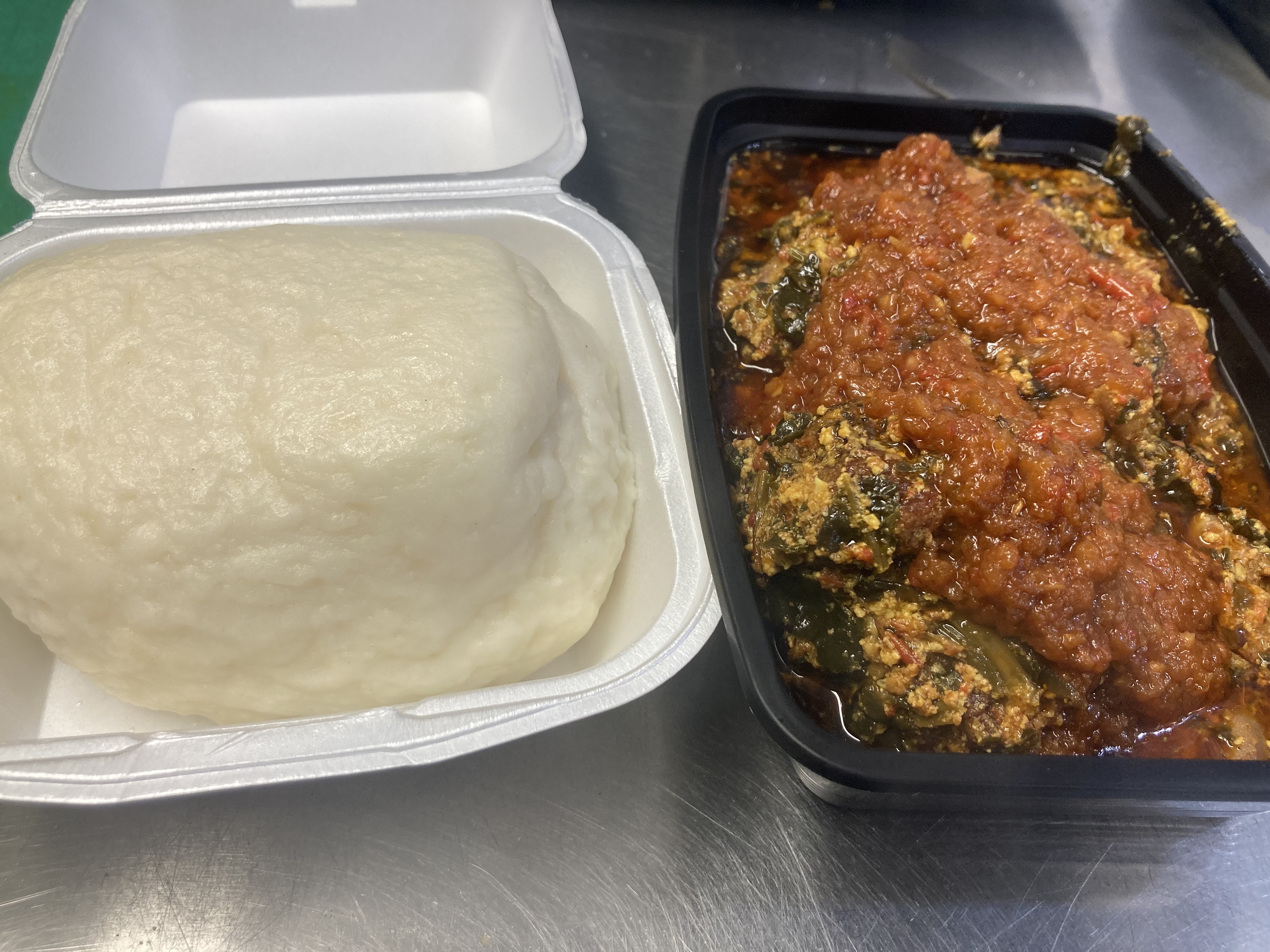 Order Egusi and Spinach Stew food online from Olive Oyl's @ the Spot store, Raleigh on bringmethat.com