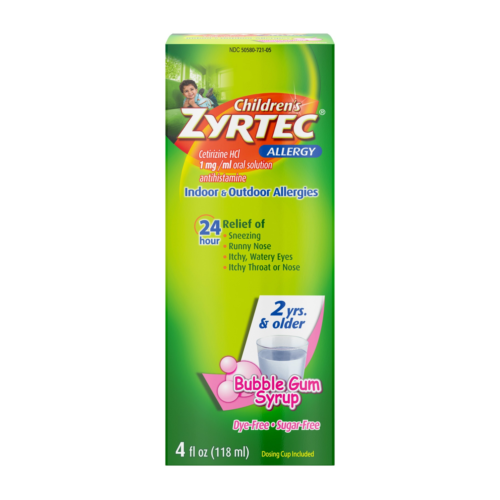 Order Zyrtec Children's Allergy Syrup - Dye Free, Sugar Free Bubble Gum, 4 fl oz food online from Rite Aid store, CORNING on bringmethat.com