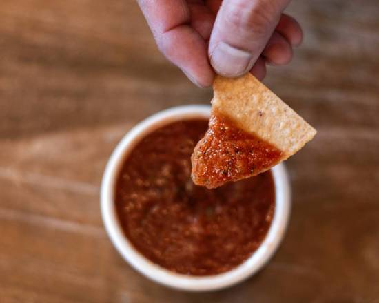 Order Chips and Roasted Jalapeño Salsa food online from Taco Ocho store, Flower Mound on bringmethat.com