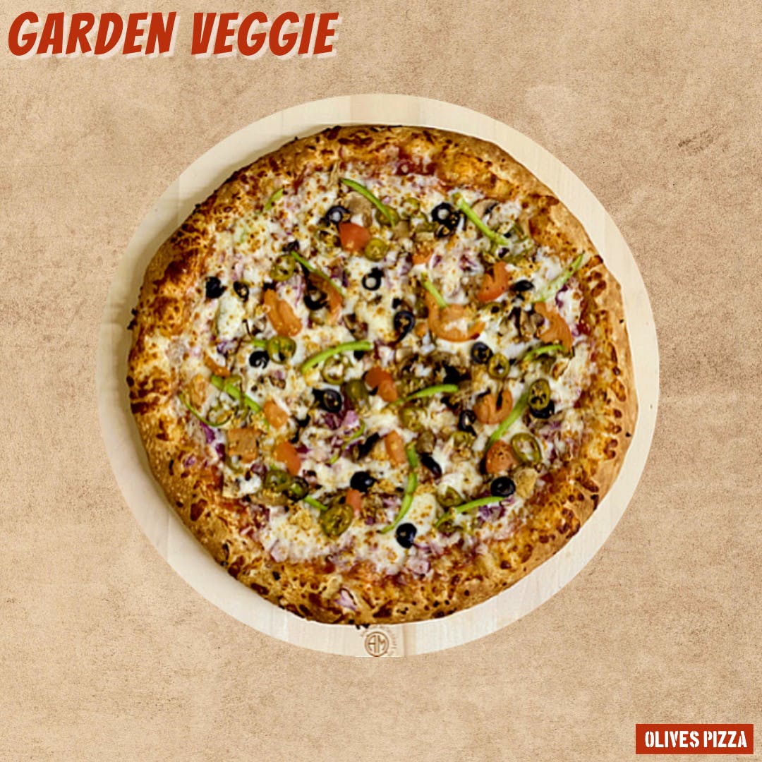 Order Garden Veggie - Large 14'' (8 Slices) food online from Olives Pizza Inc. store, Stafford on bringmethat.com