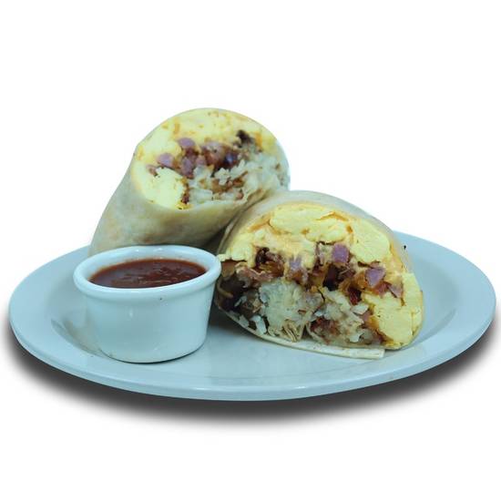 Order Meat Lovers Burrito food online from We Pancakes store, Midwest City on bringmethat.com