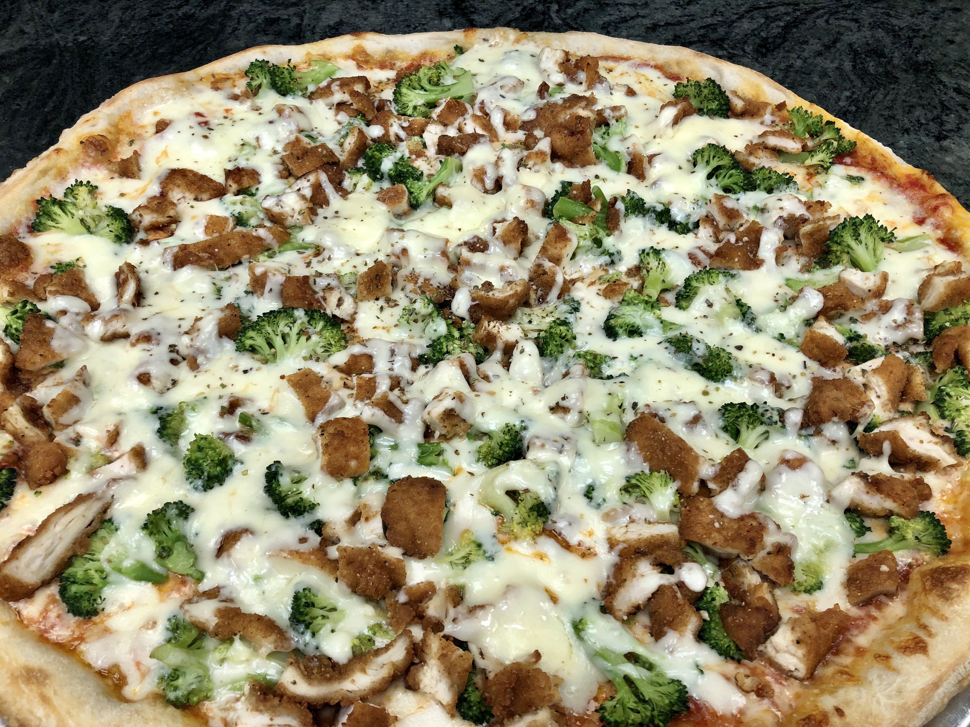 Order Chicken and Broccoli Pizza food online from Mario's Pizzeria store, Oyster Bay on bringmethat.com