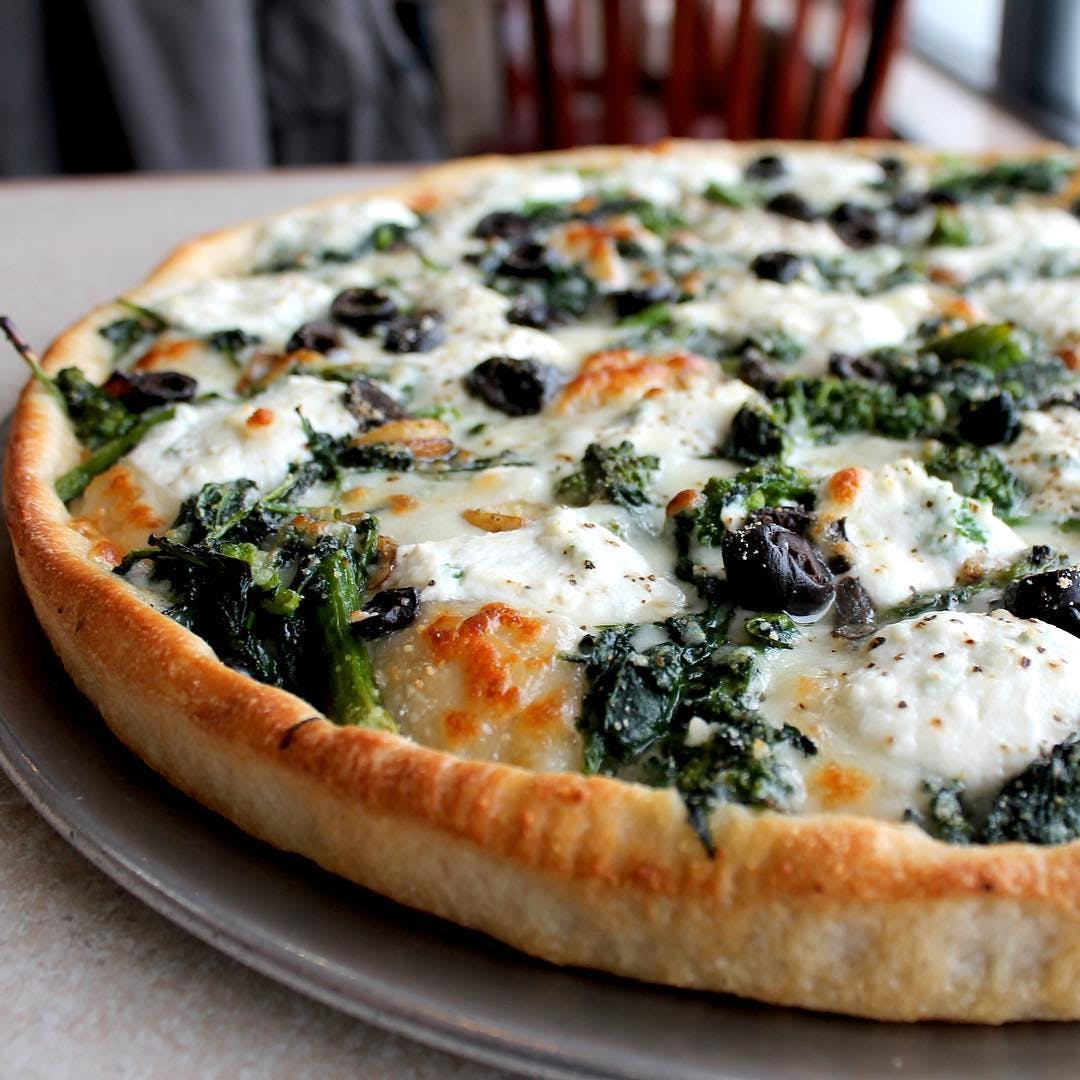 Order Broccoli Rabe Pan Pizza - 14" food online from Big Apple Pizza store, Cranford on bringmethat.com