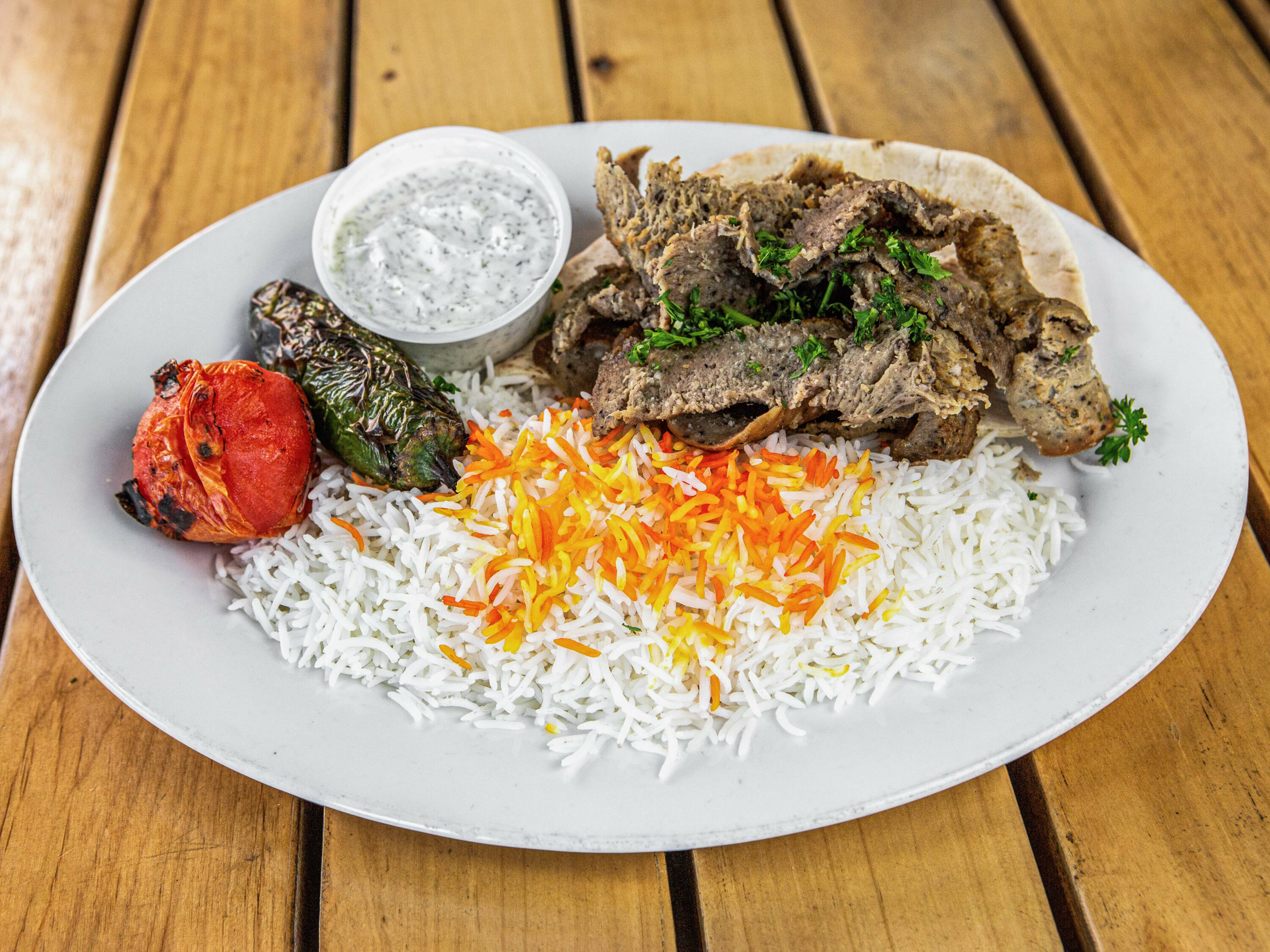 Order Gyro Plate food online from The Mediterranean Kitchen store, Los Angeles on bringmethat.com