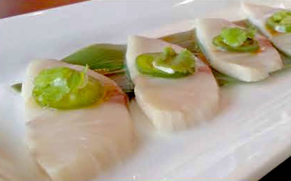 Order Yellowtail Carpaccio (4pcs) food online from Bad Sushi store, Los Angeles on bringmethat.com
