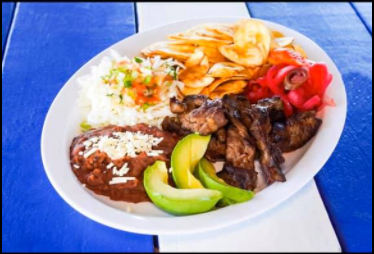 Order Carne Asada Con Tajadas  food online from Cocina Express Hondurena store, Cedar Creek on bringmethat.com