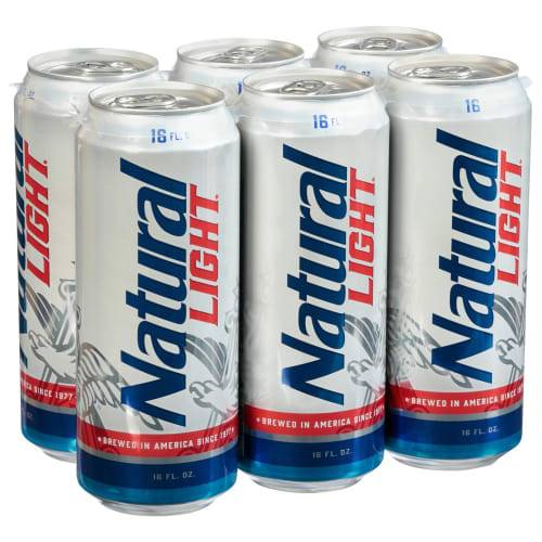 Order Natty Light · American Style Light Lager (6 x 16 fl oz) cans  food online from D & B Liquor store, Olmos Park on bringmethat.com