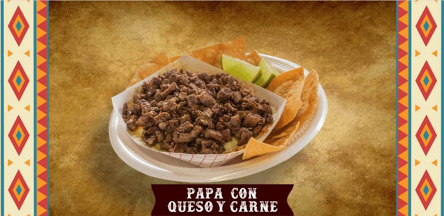 Order Papa Con Queso Y Carne food online from El Venado store, Laredo on bringmethat.com