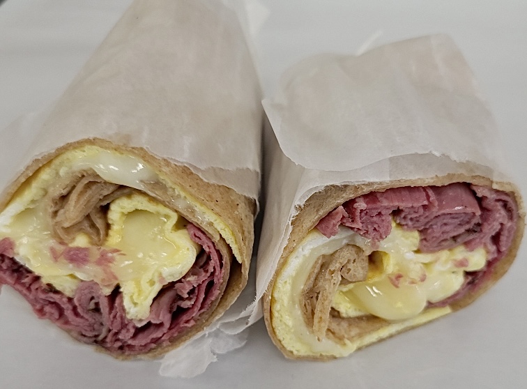 Order Pastrami Breakfast Wrap food online from Max Bialystok & Company store, Long Beach on bringmethat.com
