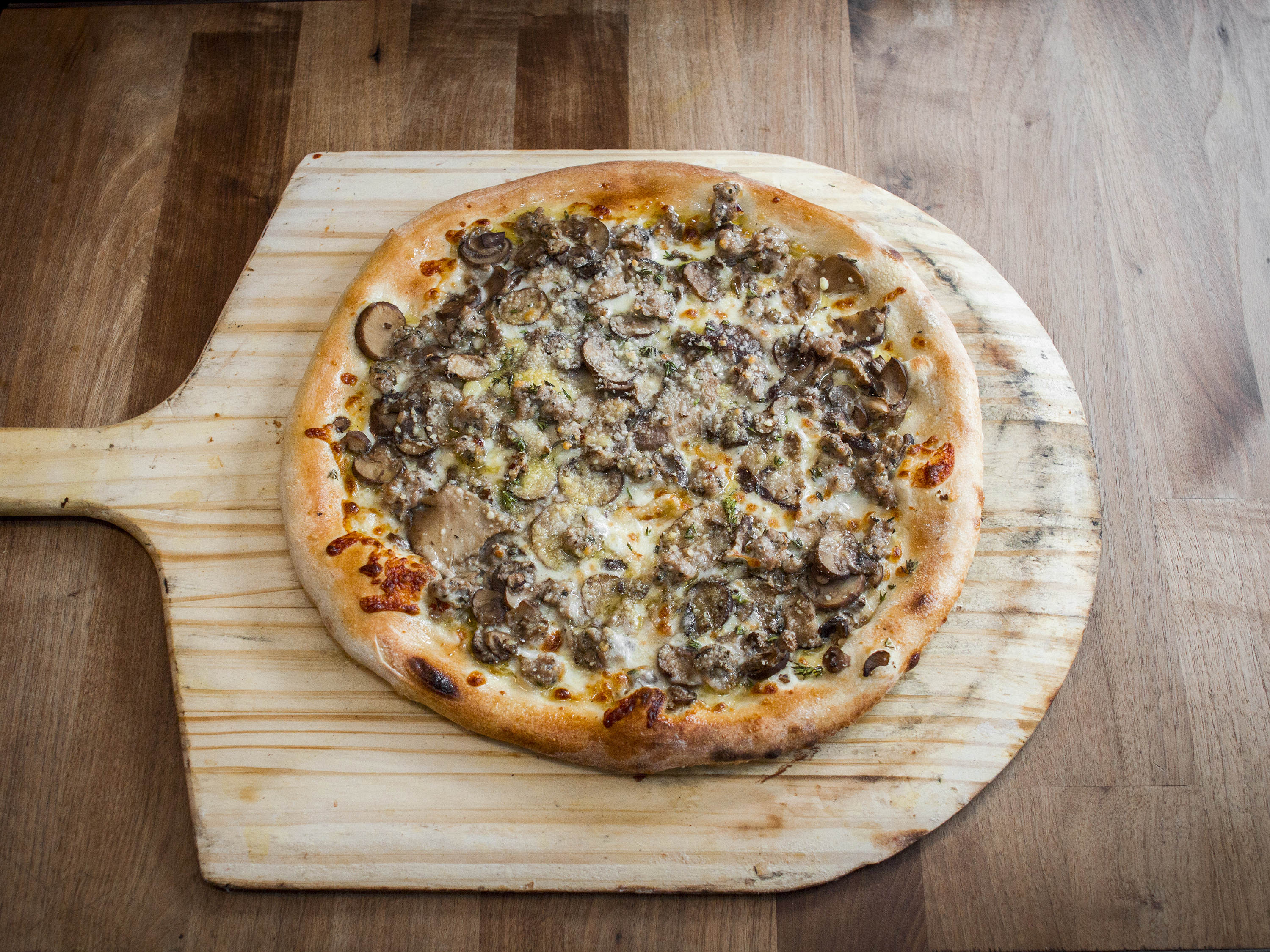 Order 12" Mushroom & Sausage Pizza food online from The Marshal store, New York on bringmethat.com