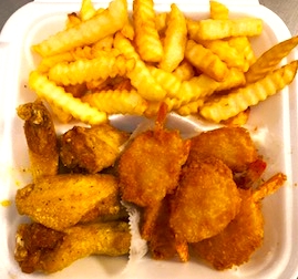 Order 6pc fried shrimp with 6pc wing/ff food online from Moons Wings & Seafood store, Macon on bringmethat.com