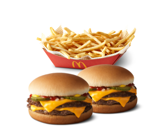 Order 2 Double Cheeseburger & Basket of Fries food online from Mcdonald'S® store, Pittsburgh on bringmethat.com