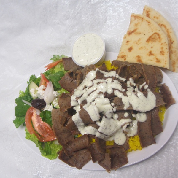 Order Gyros Plate w/hummus  food online from Shako Mako Grill store, Glendale on bringmethat.com