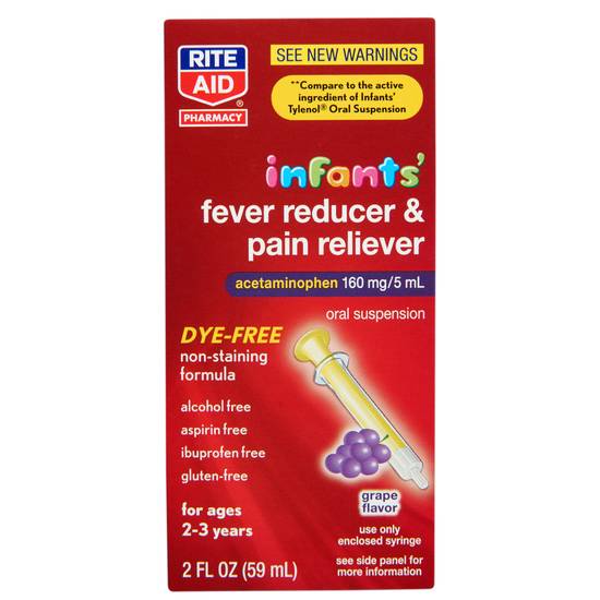 Order Rite Aid Infants' Fever Reducer & Pain Reliever Oral Suspension Grape (2 oz) food online from Rite Aid store, Jamestown on bringmethat.com