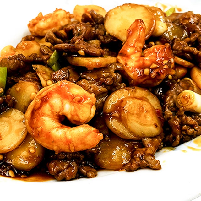 Order Kung Pao Flavor (Beef & Shrimp) food online from New Shanghai Restaurant store, Lake Forest on bringmethat.com