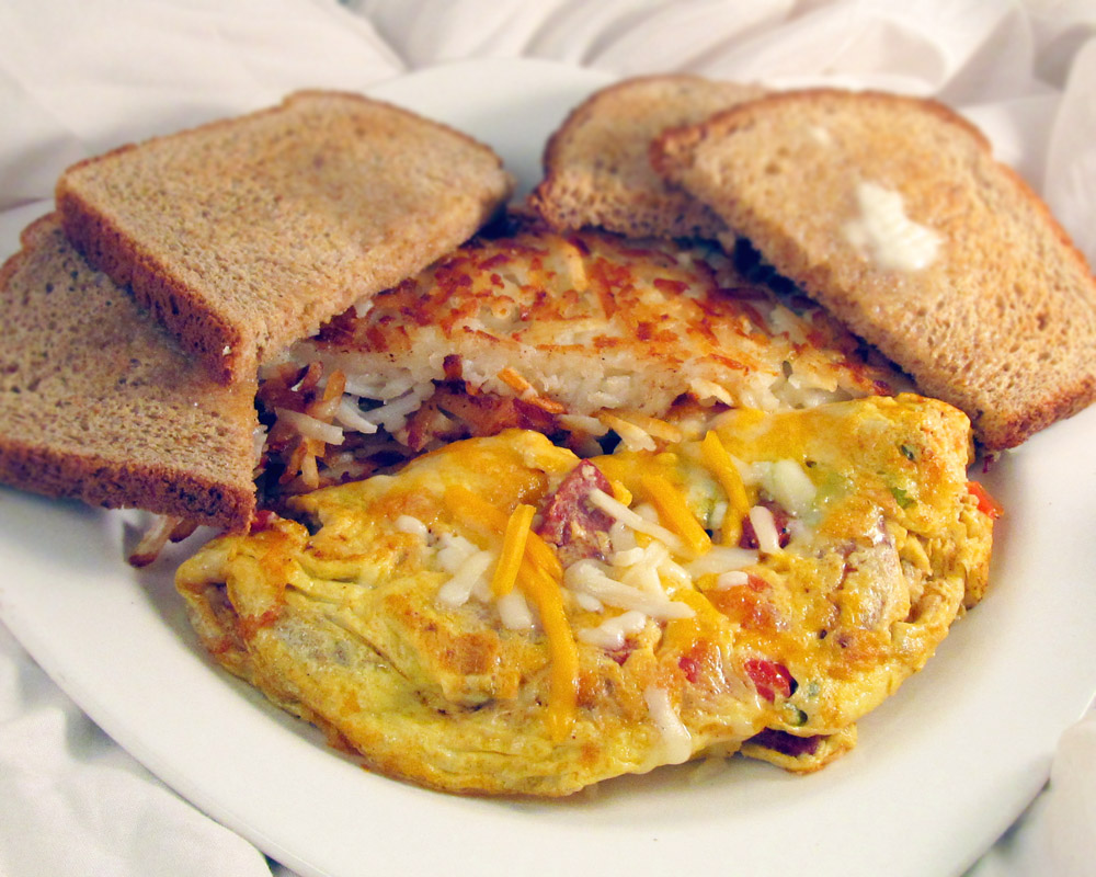 Order Hot Link Omelette food online from Emil's Burger and Breakfast store, Oakland on bringmethat.com