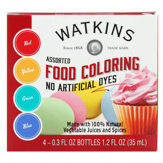 Order Watkins Food Coloring Assorted Colors 4ct 1.2oz food online from Everyday Needs by Gopuff store, Athens on bringmethat.com