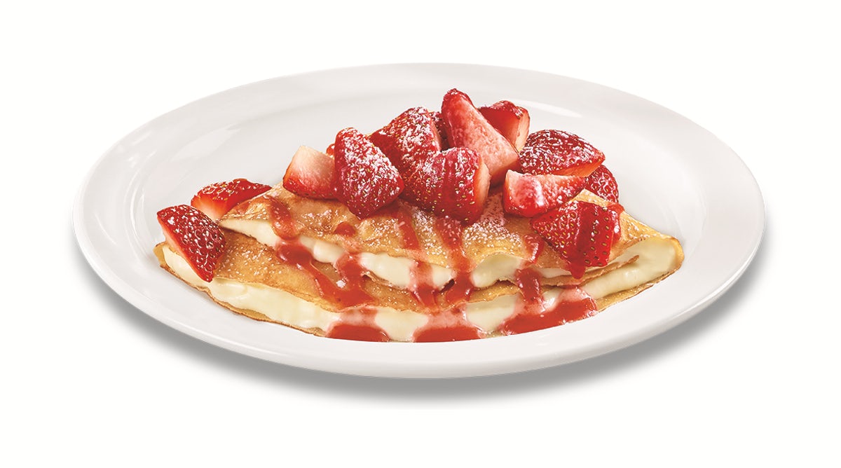 Order Strawberry Vanilla Crepe food online from Dennys Restaurant store, Houston on bringmethat.com