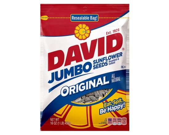Order David Sunflower Seeds Original (5.25 oz) food online from Checkout Food Stores #47 store, Houston on bringmethat.com