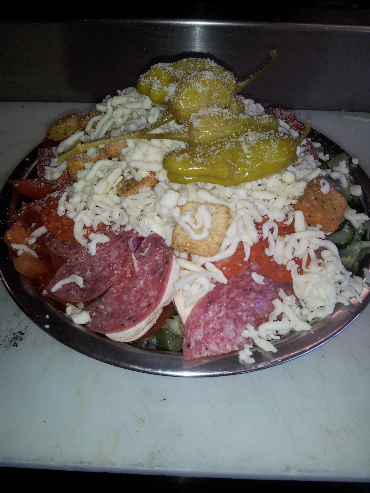 Order Antipasto Salad - Small food online from The Pizza Place store, Riverside on bringmethat.com