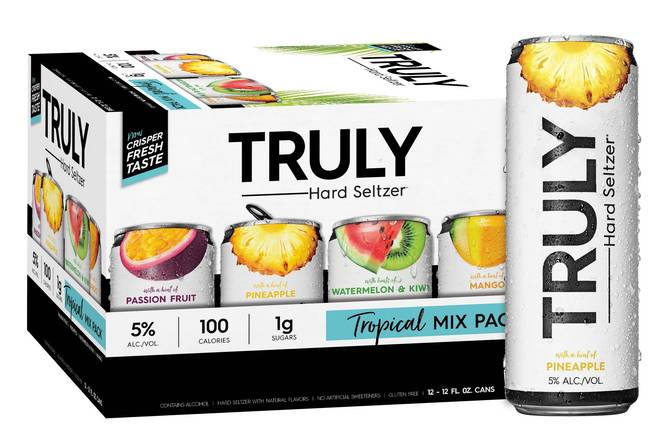 Order Truly Hard Seltzer Tropical Mix Pack Beer 12x12oz Cans food online from Newport Wine & Spirits store, Newport Beach on bringmethat.com