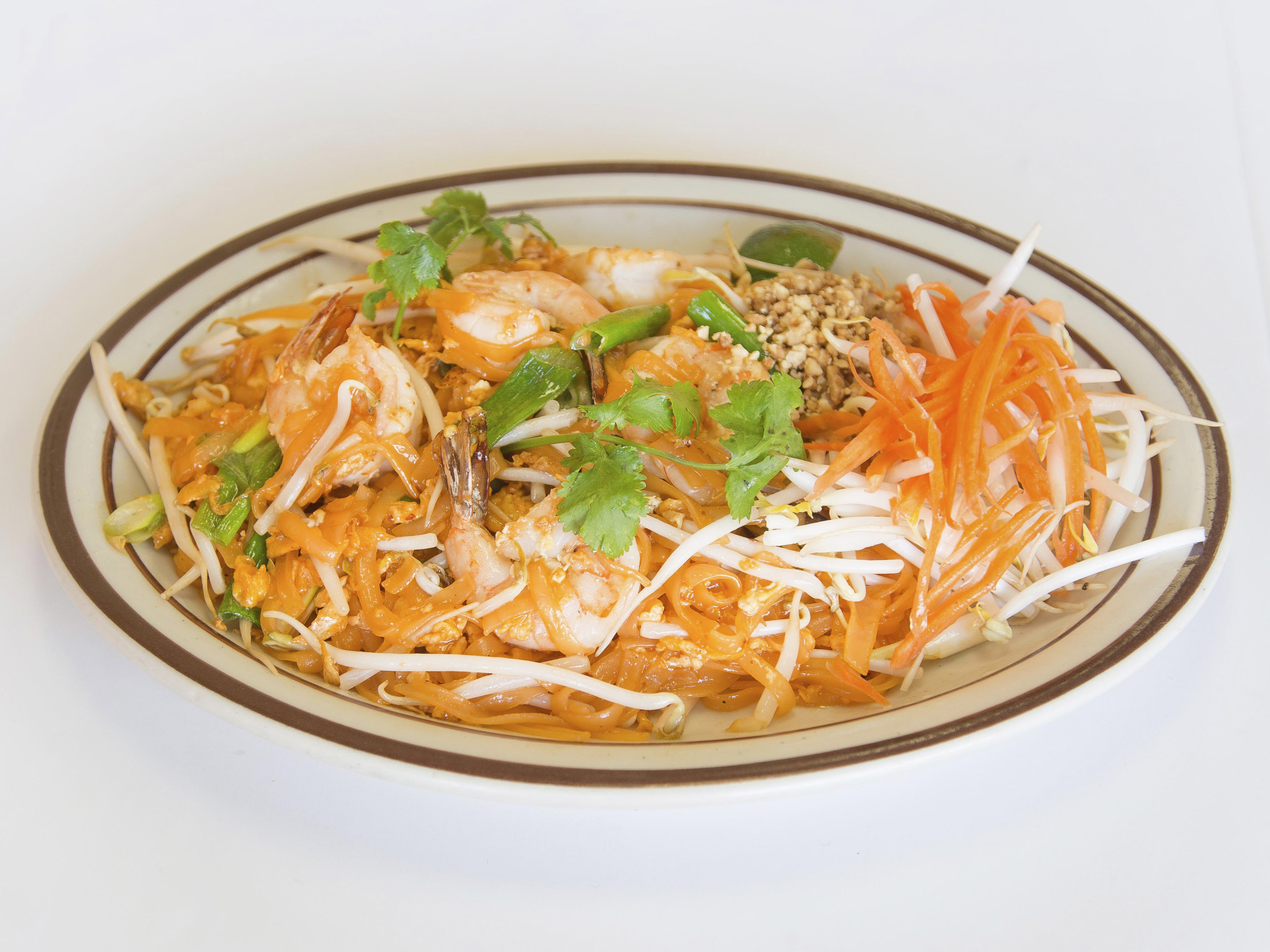 Order 38. Pad Thai Noodles food online from Luck Thai Pj Cuisine store, Los Angeles on bringmethat.com