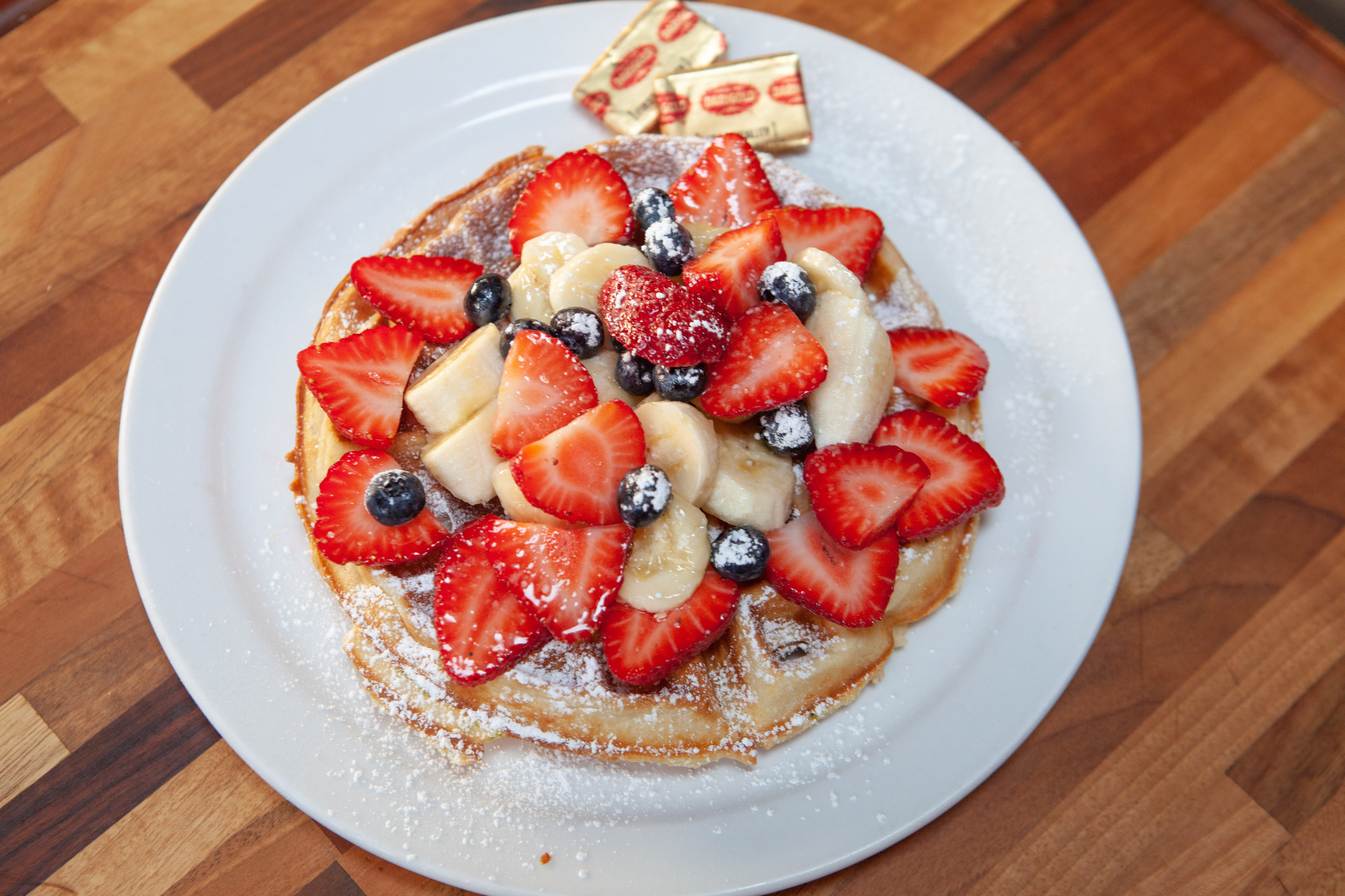 Order Fruit Belgian Waffle food online from The Grind store, San Francisco on bringmethat.com