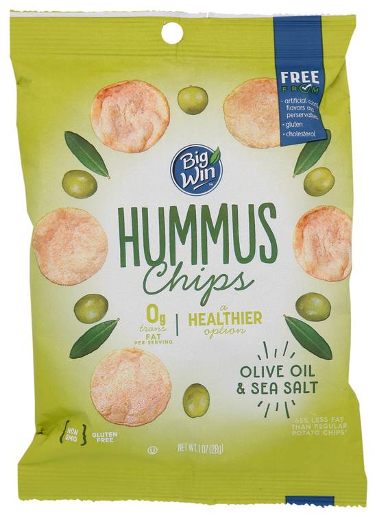 Order Big Win Hummus Chips Olive Oil & Sea Salt (0.85 oz) food online from Rite Aid store, Eugene on bringmethat.com