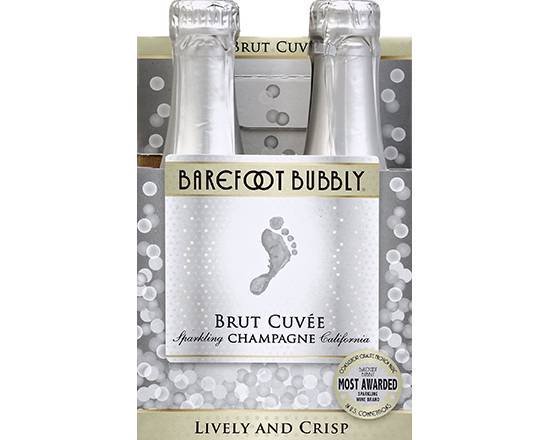 Order Barefoot Bubbly Brut Cuvee 4 Single Serve 187ml Bottles, 187mL champagne (11.5% ABV) food online from Don Liquor Store store, Poway on bringmethat.com