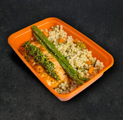 Order Pesto Salmon & Cous Cous food online from Phit Phuel Northeast store, El Paso on bringmethat.com