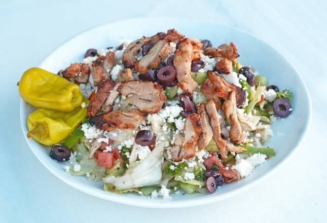 Order Jumbo Greek Salad w/protein food online from Elenas Greek Armenian Cuisine store, Glendale on bringmethat.com