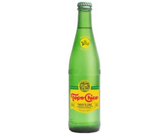 Order Topo Chico Twist of Lime Mineral Water, 15.5oz sparkling water  food online from Tenderloin Liquor store, San Francisco on bringmethat.com
