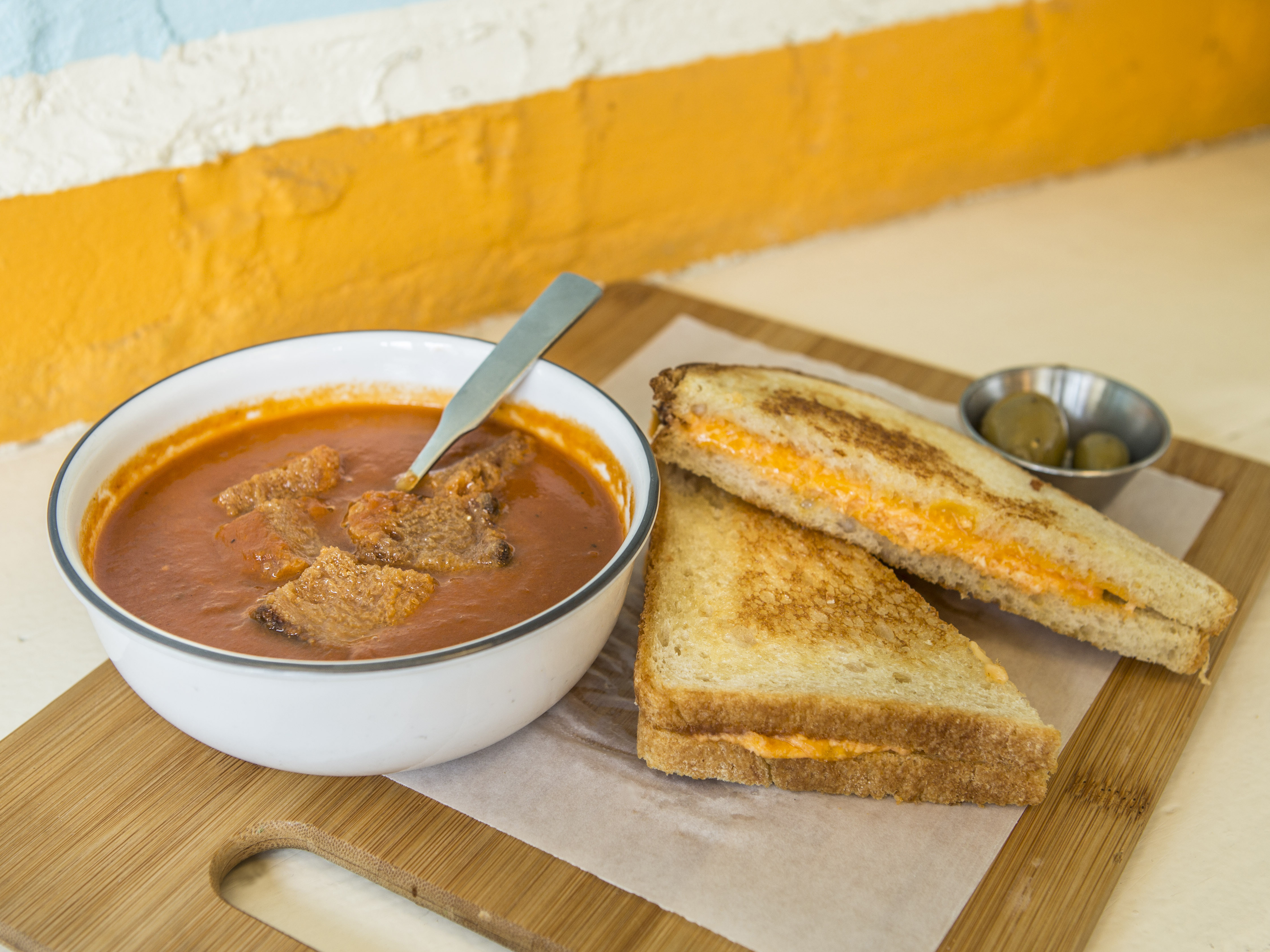Order Spicy Tomato Soup food online from Cheese grille store, New York on bringmethat.com