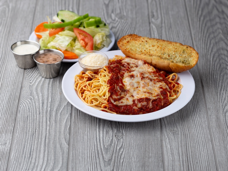Order Italian Spaghetti food online from Deno's Pizza store, Long Beach on bringmethat.com