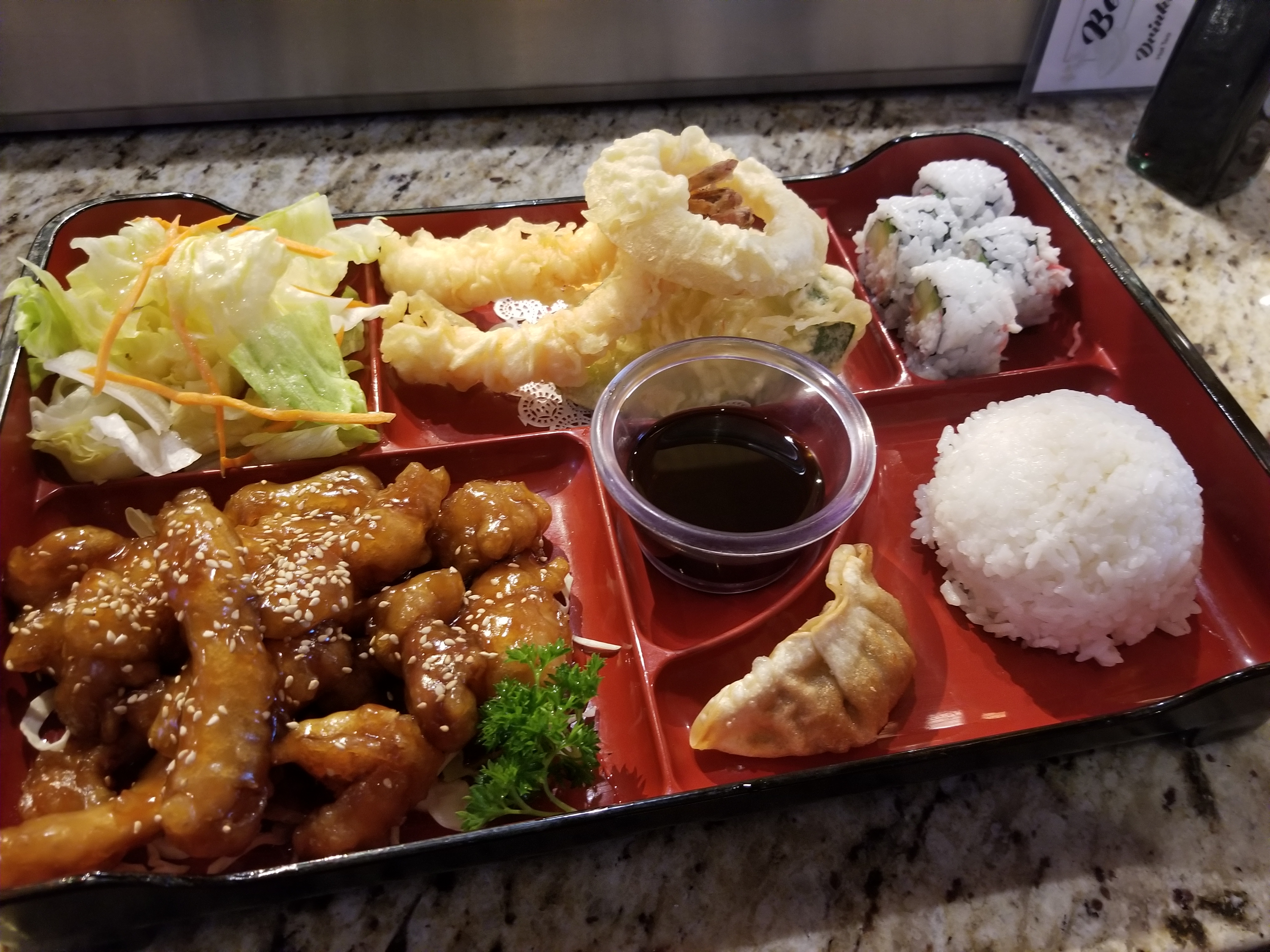 Order Sesame Chicken Bento Box food online from Miso Sushi store, Anchorage on bringmethat.com
