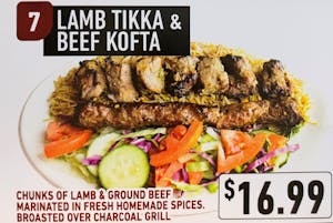 Order #7 Lamb Tikka & Beef Kofta food online from Jersey Kabob Platter & Pizza store, Monroe Township on bringmethat.com