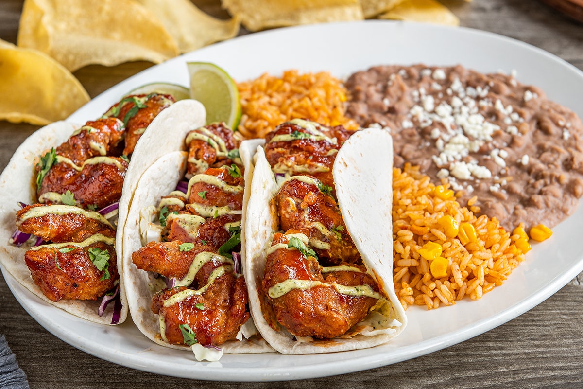 Order Honey-Chipotle Shrimp Tacos food online from On The Border store, Colorado Springs on bringmethat.com