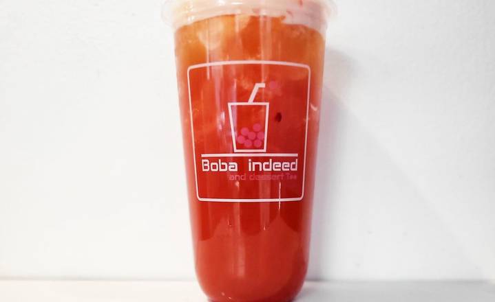Order Iced Strawberry (Flavor Green Tea) food online from Boba Indeed store, Downey on bringmethat.com