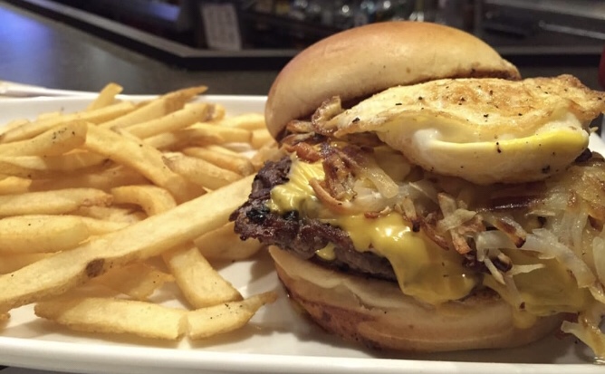 Order Brunch Burger with fries food online from Taste Cafe & Grill store, Ozone Park on bringmethat.com