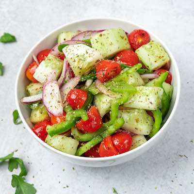 Order Side Cucumber and Tomato Salad food online from Souvlaki Authentic Greek store, Baltimore on bringmethat.com
