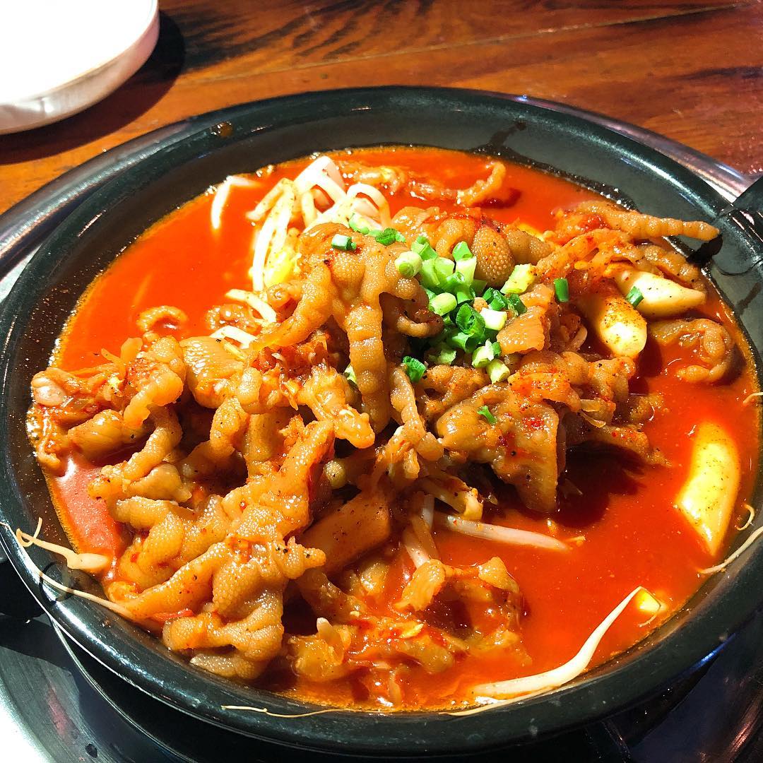 Order 국물닭발 Spicy Chicken Feet Soup with Bean Sprouts food online from Duri Pocha store, Ridgefield on bringmethat.com